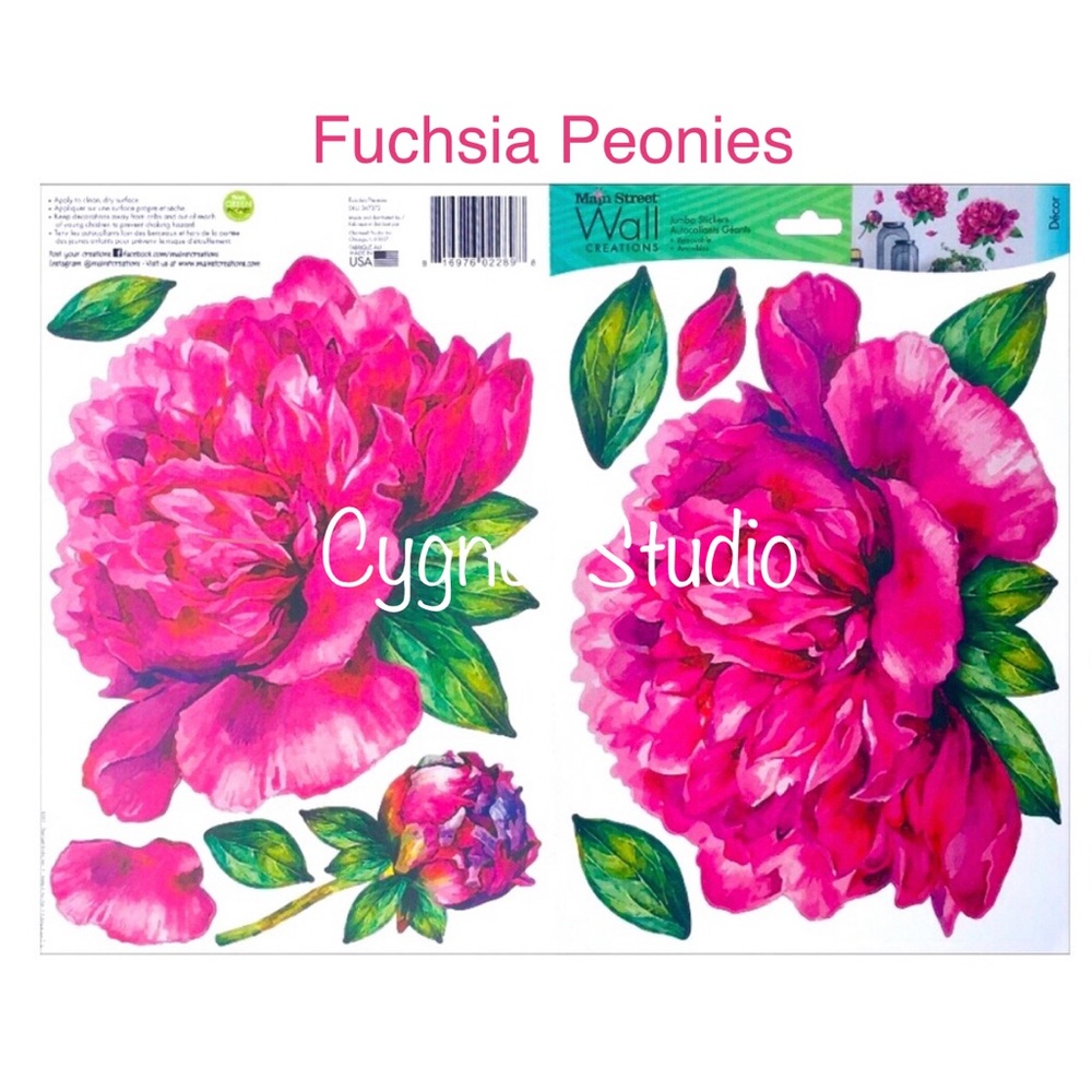 Main Street Wall Creations Decor Creations Stickers ~ Fuchsia Peonies (347372)